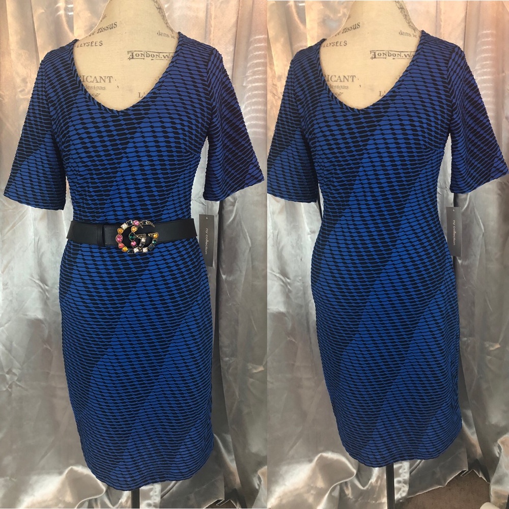 NWT NY COLLECTION  BLUE/BLACK DRESS 👗 - Picture 8 of 9